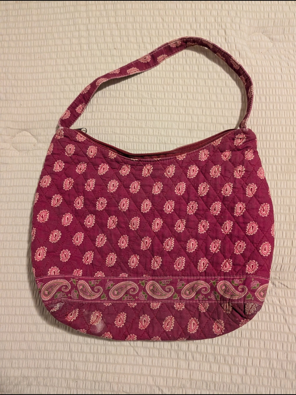 Quilted Paisley Shoulder Bag in Magenta Pink